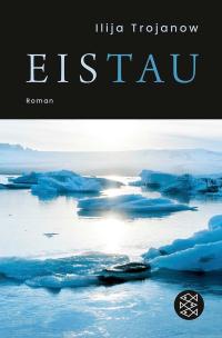 cover of EisTau - black on top with the title, below a photo of an arctic icescape and water